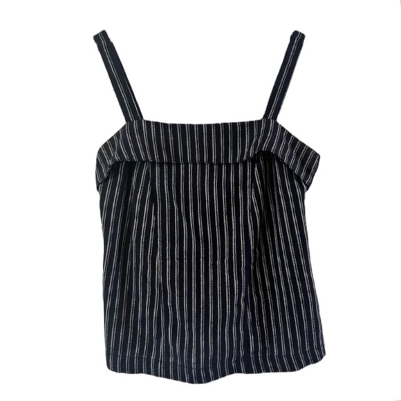 J.crew Point Sur Freddie Linen Turnover Navy Blue & White Striped Bow Tie Top 00 - Picture 4 of 13